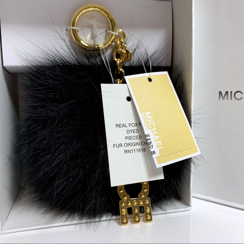 Michael Kors Black peace Fur Handbag Key Charm - Picture 2 of 2